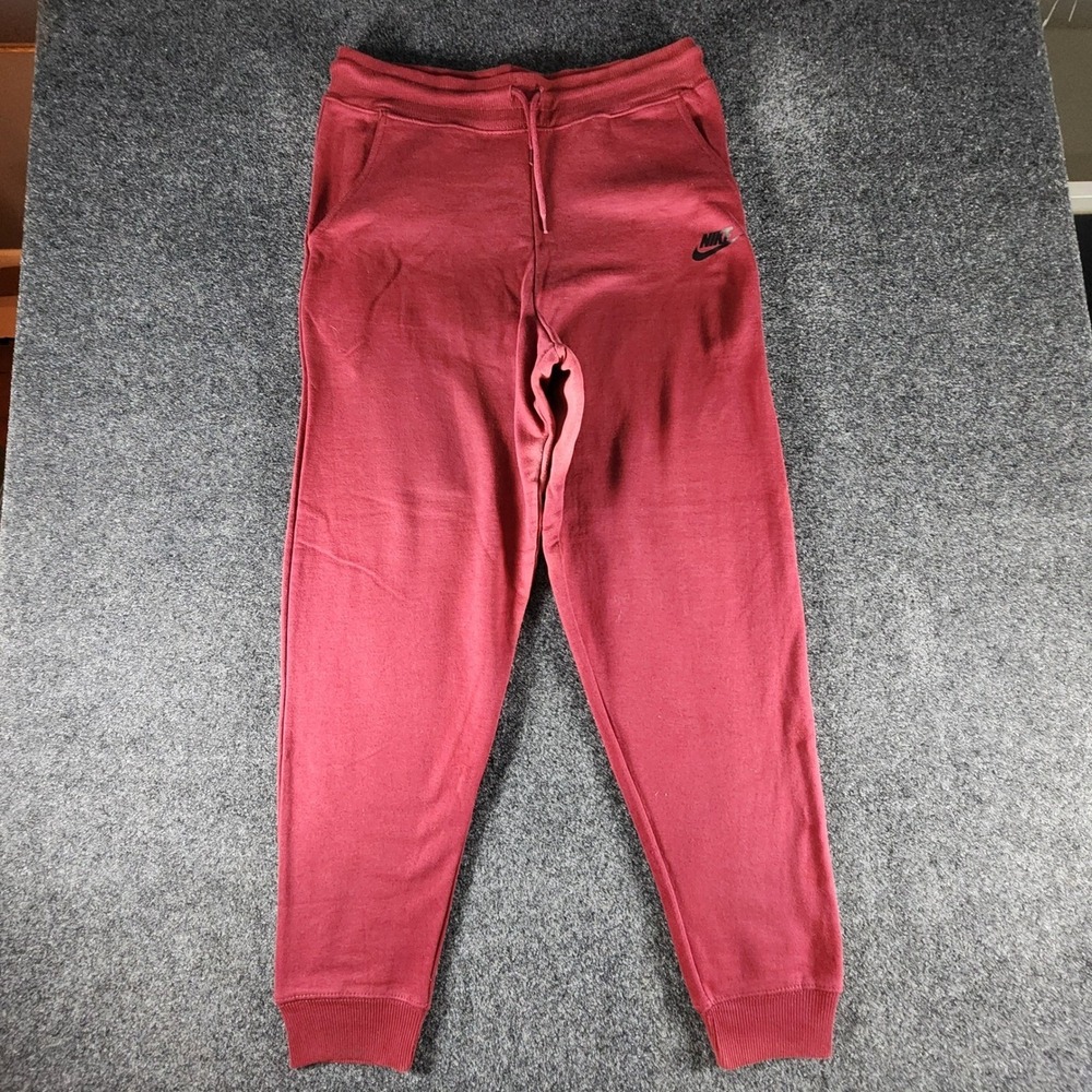Nike Mens Joggers 2XL Burgundy Red Fleece Sweatpants Tapered Cuffs Logo 2TG 2EG